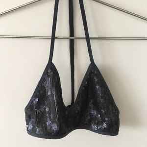 Sequined T back bra